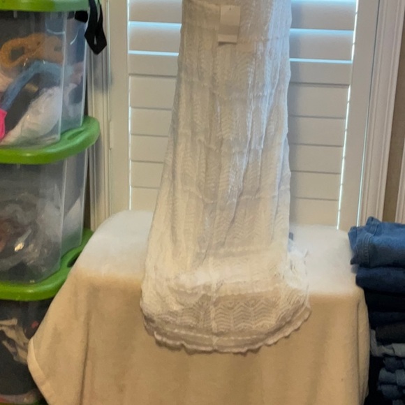 White Pleated Strapless Sheath Maxi Dress - Picture 10 of 14